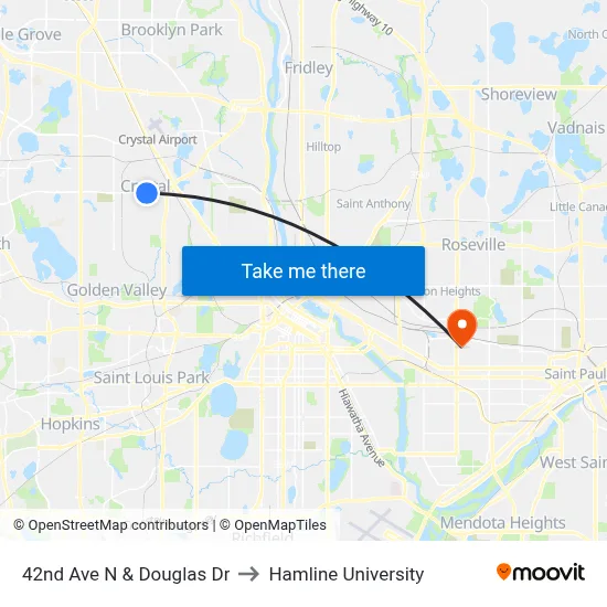 42nd Ave N & Douglas Dr to Hamline University map