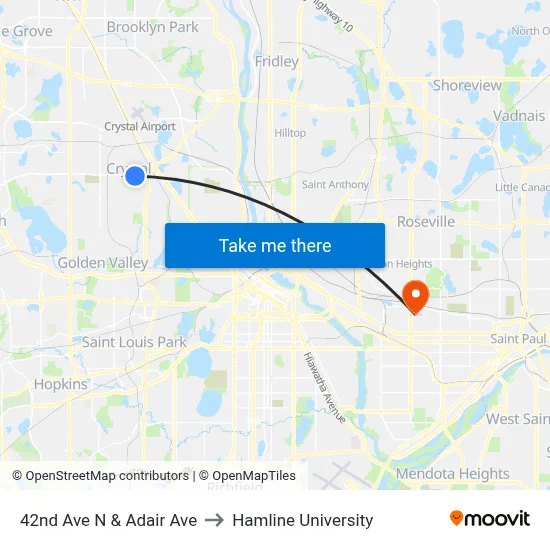 42nd Ave N & Adair Ave to Hamline University map