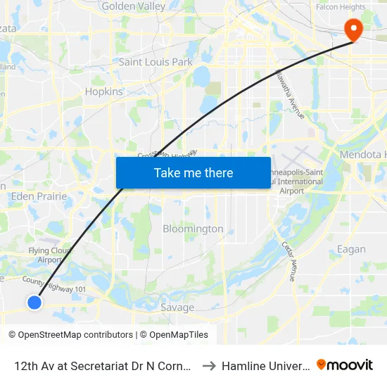 12th Av at Secretariat Dr N Corner (1st to Hamline University map