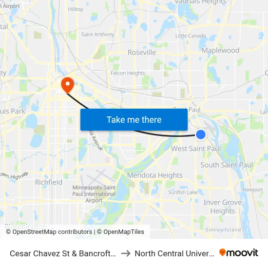 Cesar Chavez St & Bancroft Ave to North Central University map