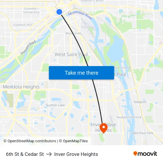 6th St & Cedar St to Inver Grove Heights map