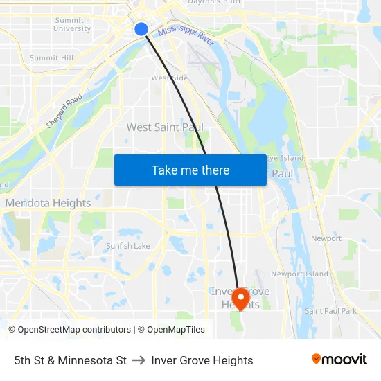 5th St & Minnesota St to Inver Grove Heights map