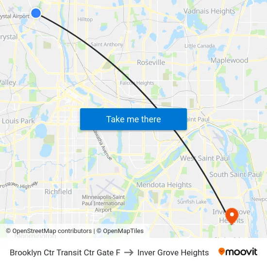 Brooklyn Ctr Transit Ctr Gate F to Inver Grove Heights map