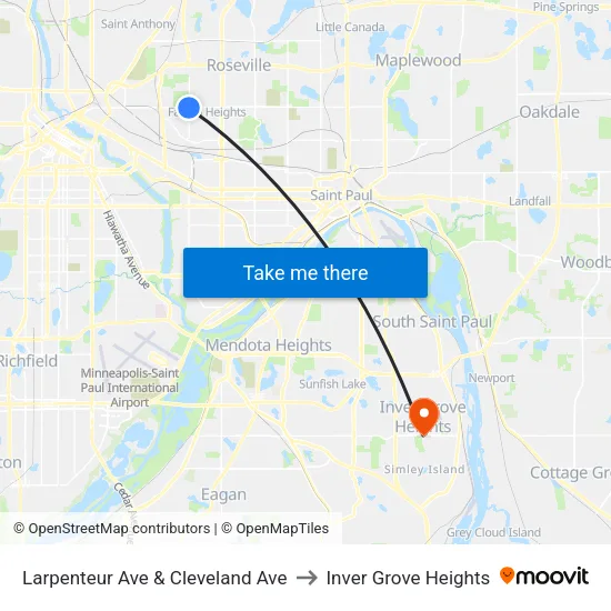 Larpenteur Ave & Cleveland Ave to Inver Grove Heights map