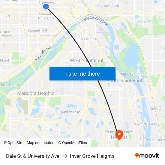 Dale St & University Ave to Inver Grove Heights map