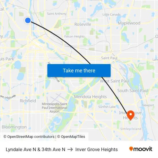 Lyndale Ave N & 34th Ave N to Inver Grove Heights map
