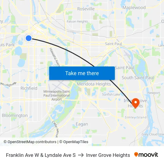 Franklin Ave W & Lyndale Ave S to Inver Grove Heights map