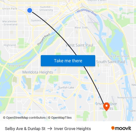 Selby Ave & Dunlap St to Inver Grove Heights map