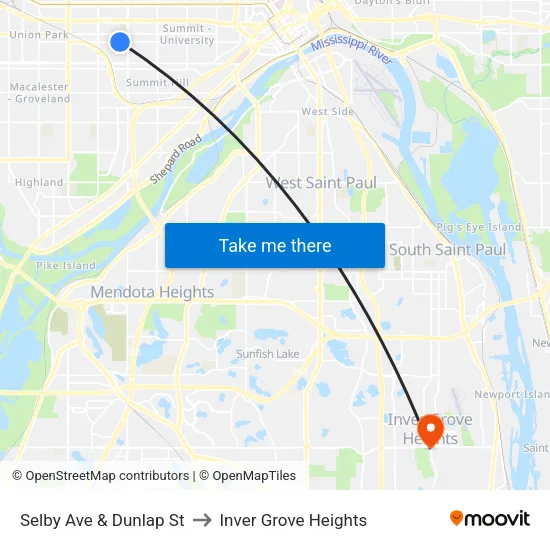 Selby Ave & Dunlap St to Inver Grove Heights map