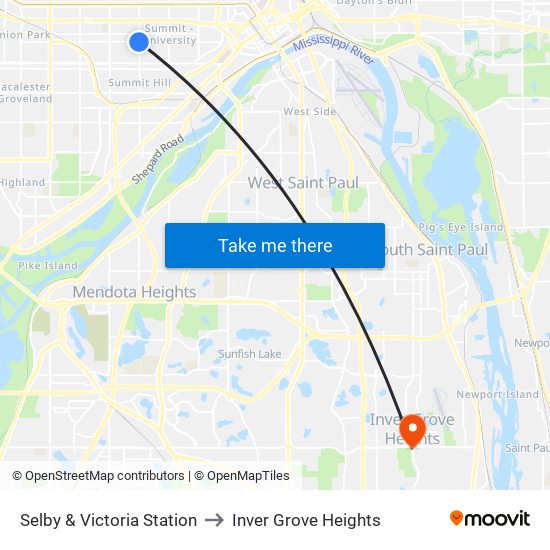 Selby & Victoria Station to Inver Grove Heights map