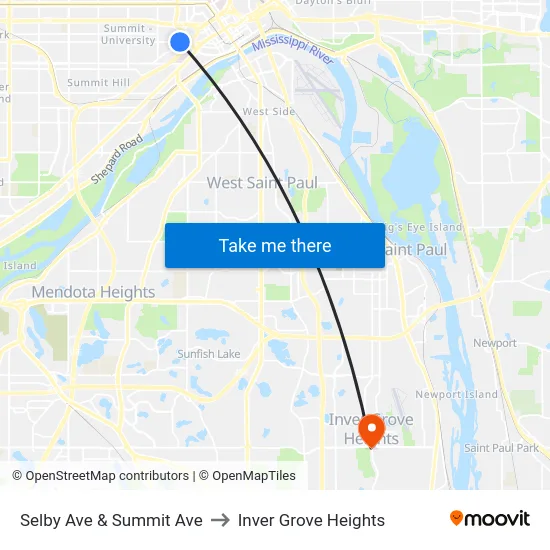 Selby Ave & Summit Ave to Inver Grove Heights map