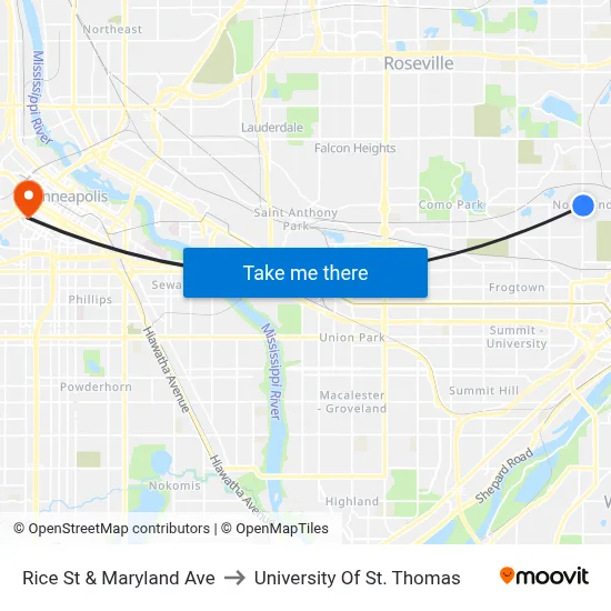 Rice St & Maryland Ave to University Of St. Thomas map