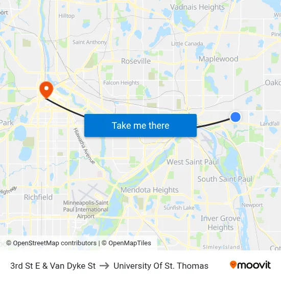 3rd St E & Van Dyke St to University Of St. Thomas map