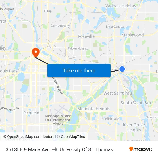 3rd St E & Maria Ave to University Of St. Thomas map