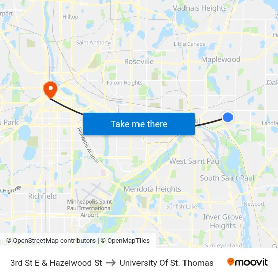 3rd St E & Hazelwood St to University Of St. Thomas map