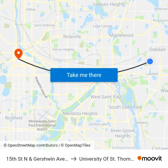 15th St N & Gershwin Ave N to University Of St. Thomas map