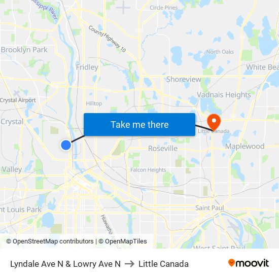 Lyndale Ave N & Lowry Ave N to Little Canada map