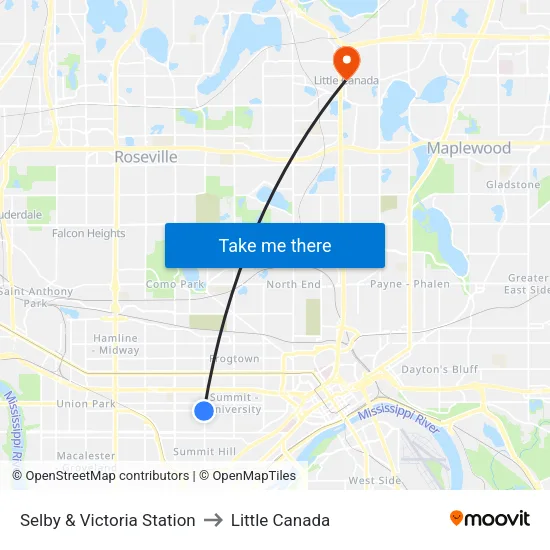 Selby & Victoria Station to Little Canada map