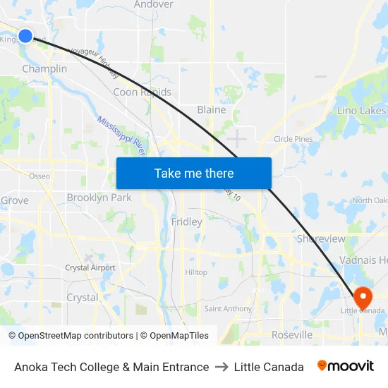 Anoka Tech College & Main Entrance to Little Canada map