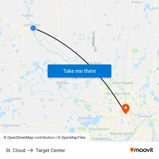 St. Cloud to Target Center map