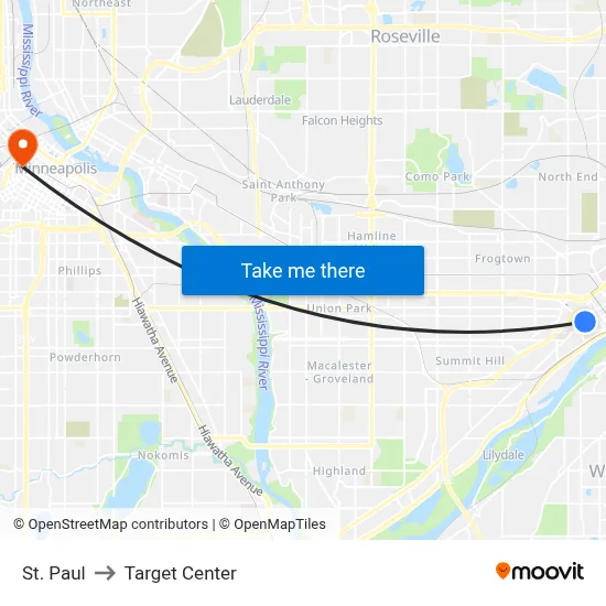 St. Paul to Target Center map
