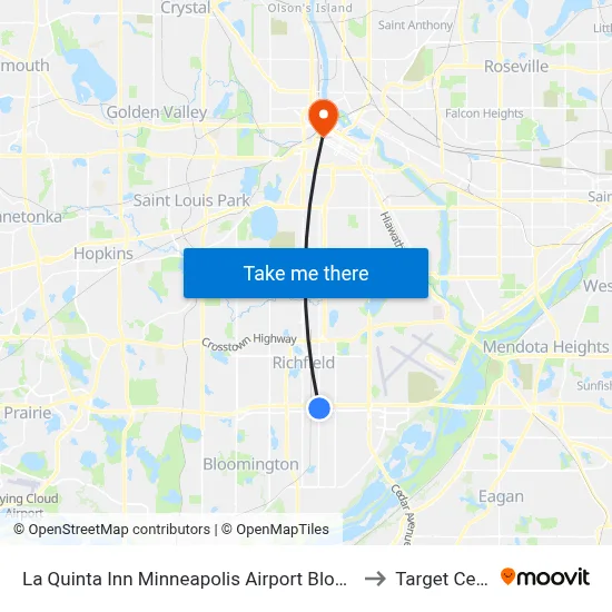 La Quinta Inn Minneapolis Airport Bloomington to Target Center map