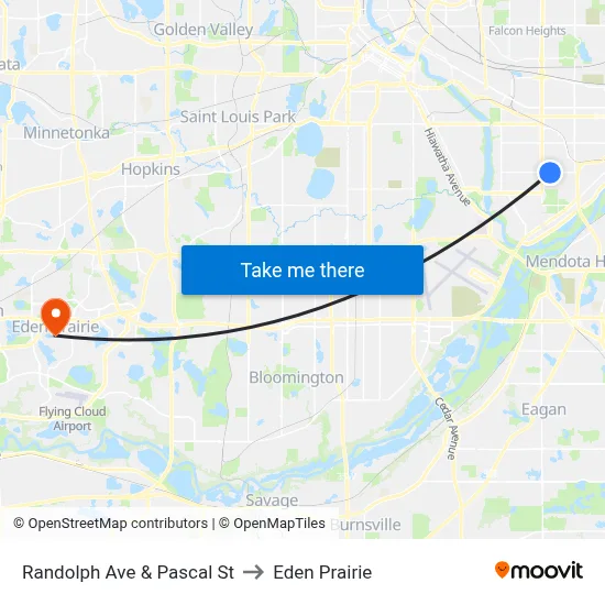 Randolph Ave & Pascal St to Eden Prairie map