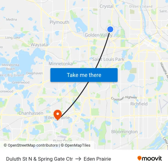 Duluth St N & Spring Gate Ctr to Eden Prairie map
