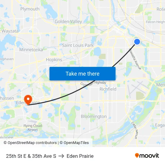 25th St E & 35th Ave S to Eden Prairie map