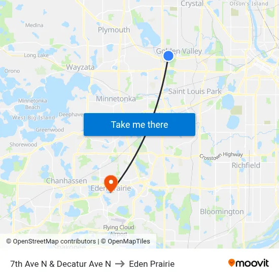 7th Ave N & Decatur Ave N to Eden Prairie map