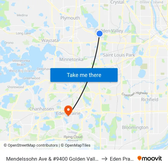 Mendelssohn Ave & #9400 Golden Valley Rd to Eden Prairie map