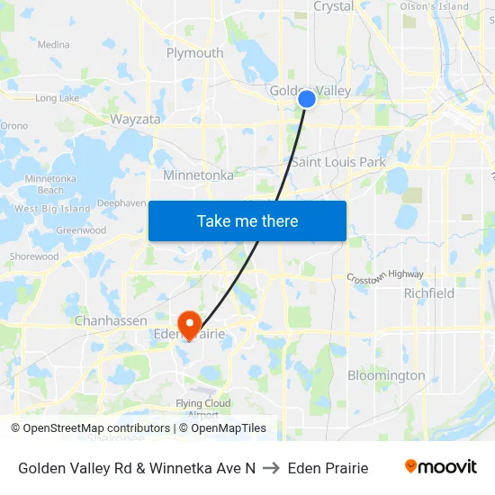 Golden Valley Rd & Winnetka Ave N to Eden Prairie map