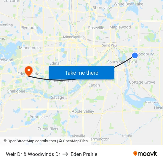 Weir Dr & Woodwinds Dr to Eden Prairie map