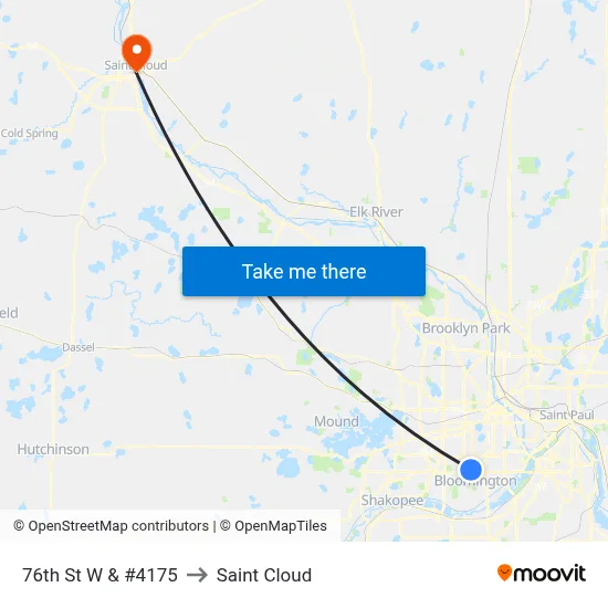 76th St W & #4175 to Saint Cloud map