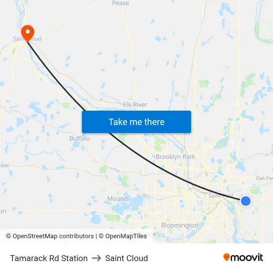 Tamarack Rd Station to Saint Cloud map