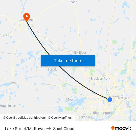 Lake Street/Midtown to Saint Cloud map