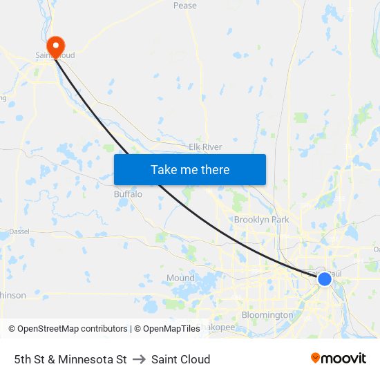 5th St & Minnesota St to Saint Cloud map