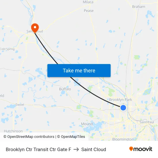 Brooklyn Ctr Transit Ctr Gate F to Saint Cloud map