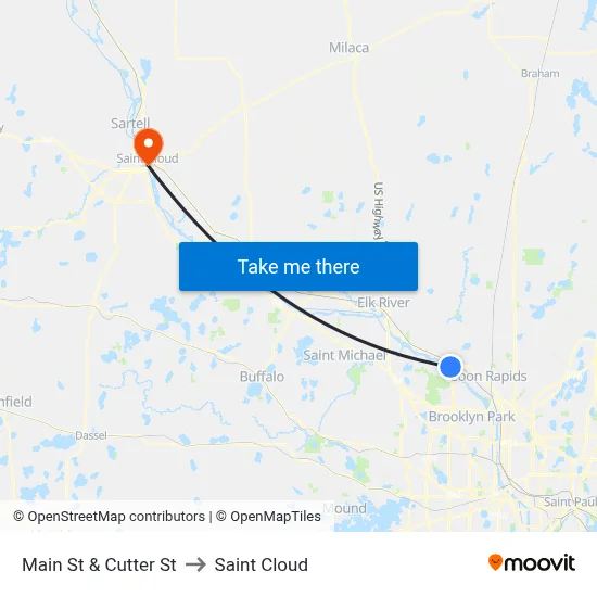 Main St & Cutter St to Saint Cloud map