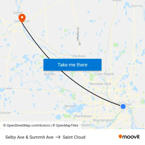 Selby Ave & Summit Ave to Saint Cloud map