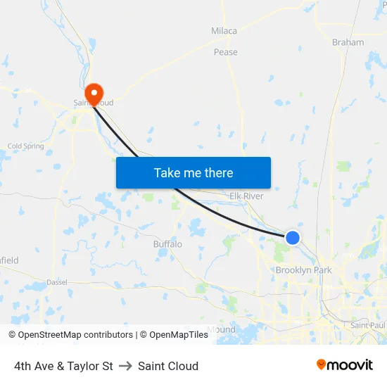 4th Ave & Taylor St to Saint Cloud map