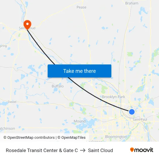 Rosedale Transit Center & Gate C to Saint Cloud map