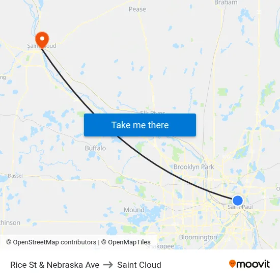 Rice St & Nebraska Ave to Saint Cloud map