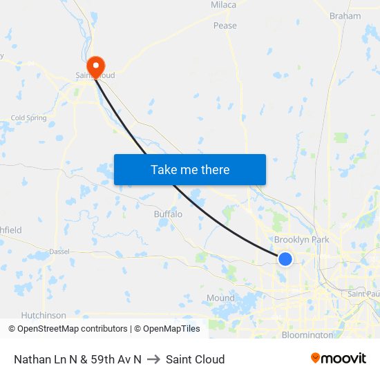Nathan Ln N & 59th Av N to Saint Cloud map