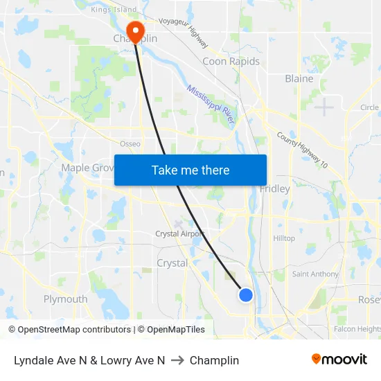 Lyndale Ave N & Lowry Ave N to Champlin map