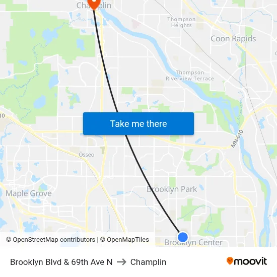 Brooklyn Blvd & 69th Ave N to Champlin map