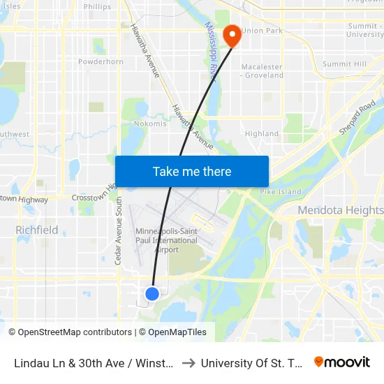 Lindau Ln & 30th Ave / Winstead Way to University Of St. Thomas map