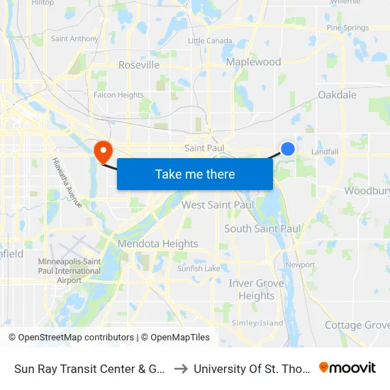 Sun Ray Transit Center & Gate D to University Of St. Thomas map
