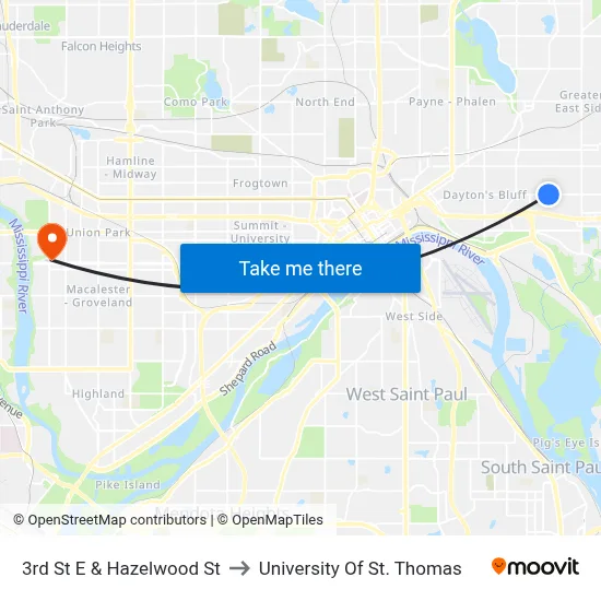 3rd St E & Hazelwood St to University Of St. Thomas map