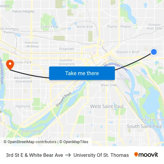 3rd St E & White Bear Ave to University Of St. Thomas map